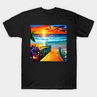 Sunset Beach Seaside Landscape T-Shirt